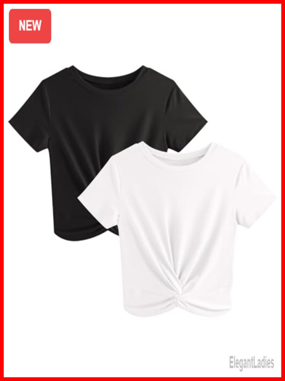 Women's Twist Front Crop Top Short Sleeve Crew Neck T-Shirt